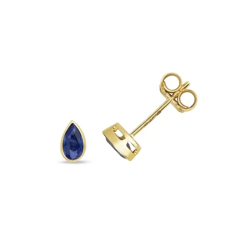 Sapphire Pear Rubover Studs